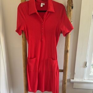 & Other Stories Red Ribbed Polo Dress